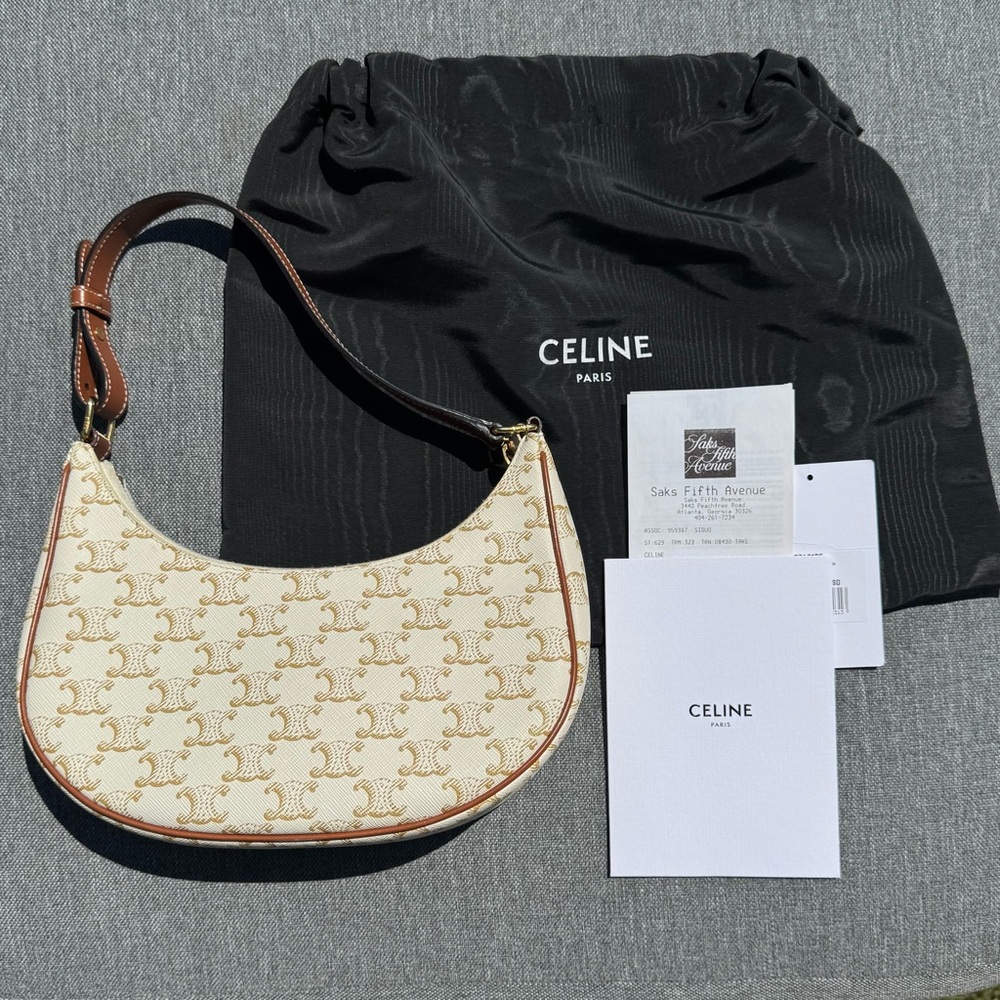 Celine Ava Bag in Triomphe Canvas and Calfskin